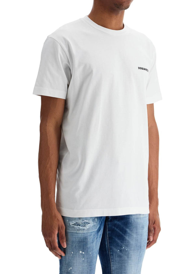 Dsquared2 men's white cotton t-shirt with embroidered logo