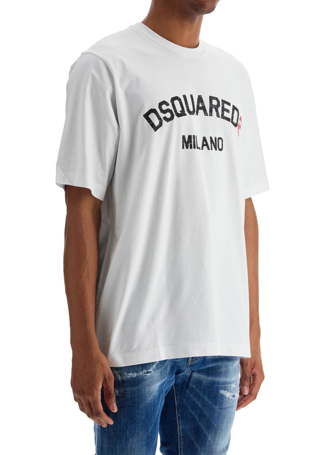 Dsquared2 men's white cotton t-shirt with logo