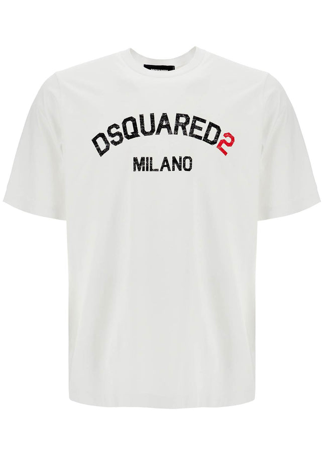 Dsquared2 men's white cotton t-shirt with logo