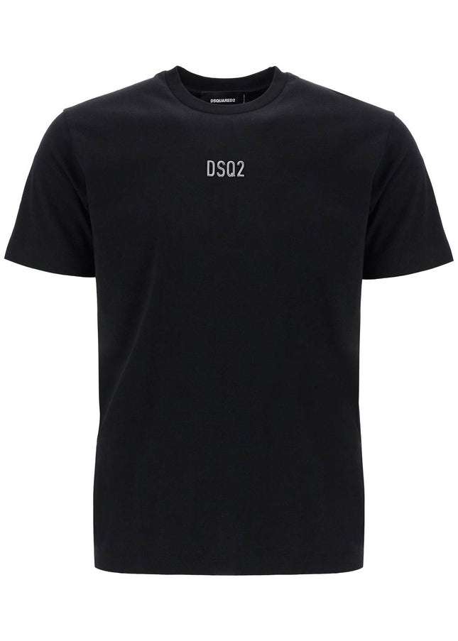 Dsquared2 black cotton t-shirt with embroidered logo