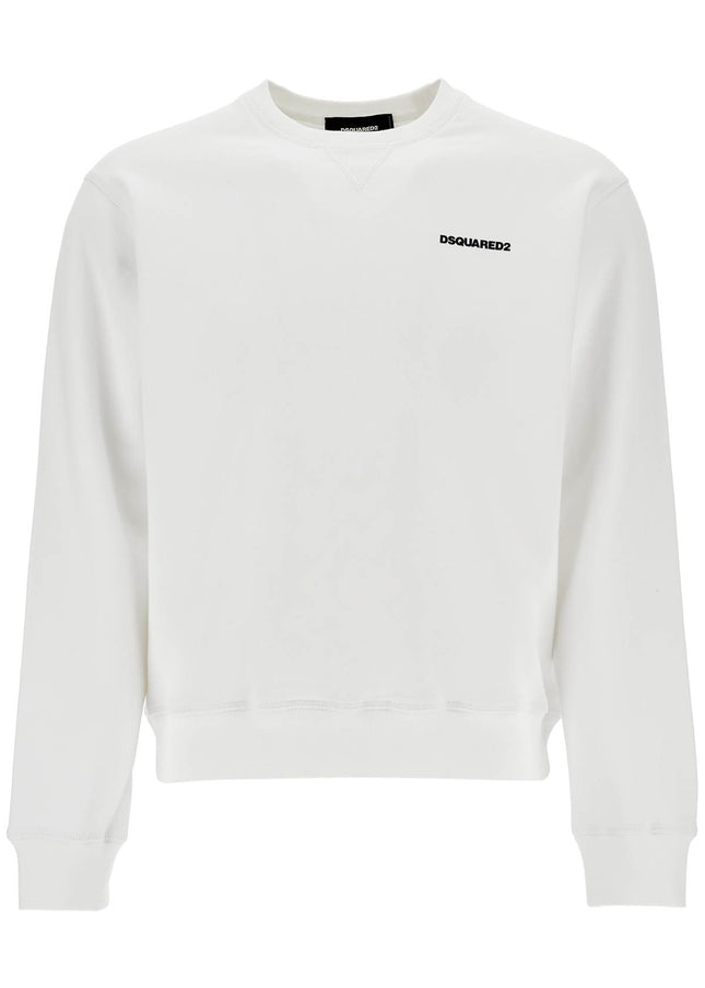 Dsquared2 white crew neck sweatshirt in cotton with embroidered logo