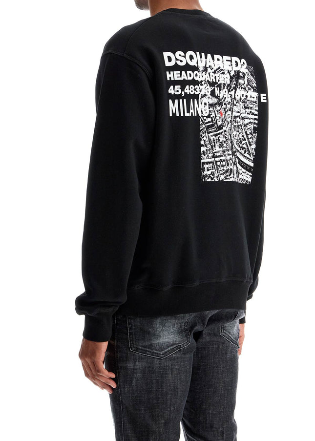 Dsquared2 black cotton crewneck sweatshirt with embroidered logo