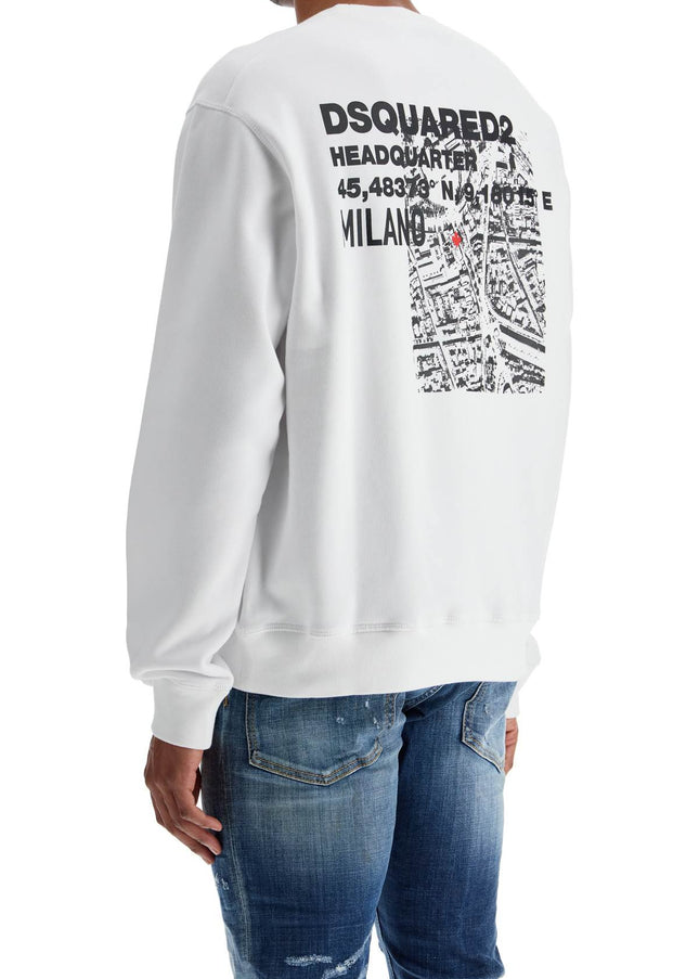 Dsquared2 white crew neck sweatshirt in cotton with embroidered logo