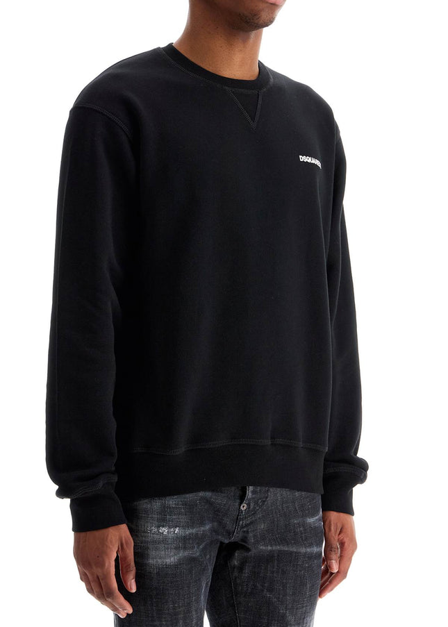 Dsquared2 black cotton crewneck sweatshirt with embroidered logo