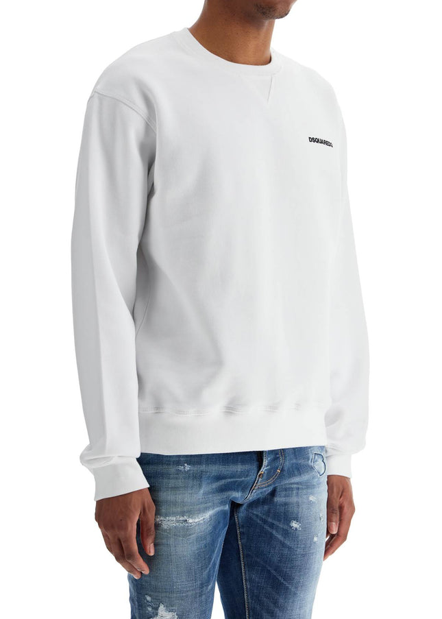 Dsquared2 white crew neck sweatshirt in cotton with embroidered logo