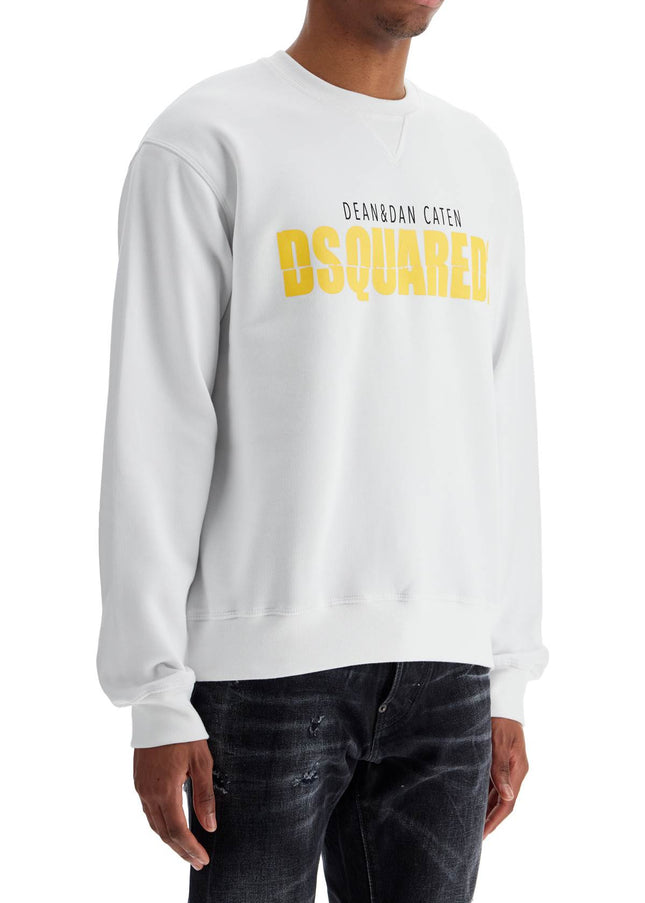 Dsquared2 white cotton sweatshirt with distinctive yellow logo