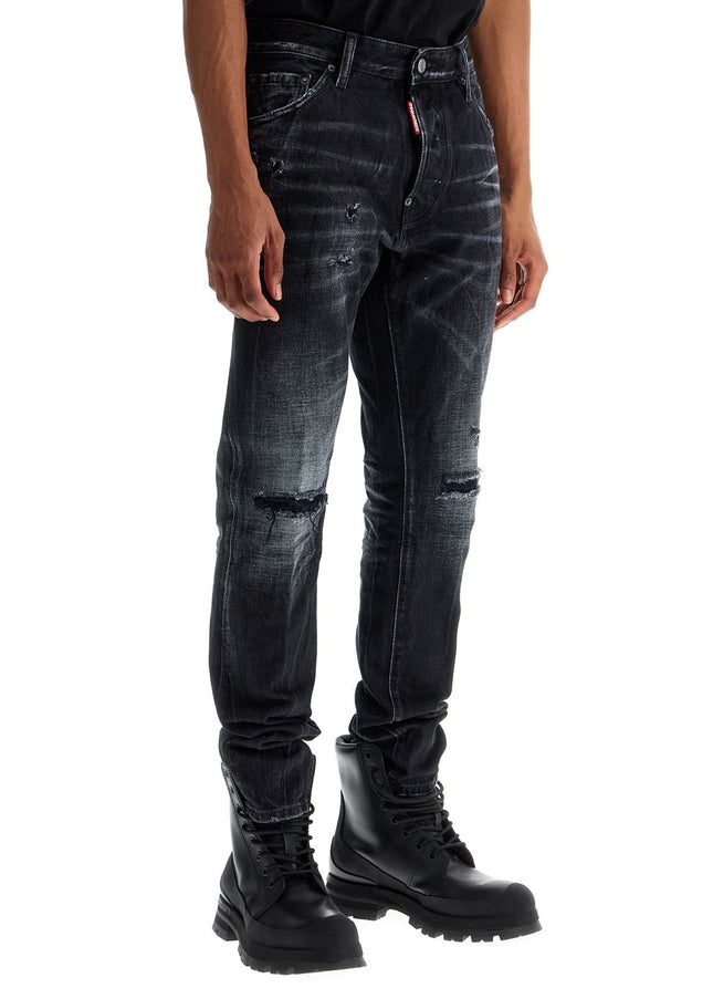 Dsquared2 jeans in cotone nero con effetto vintage