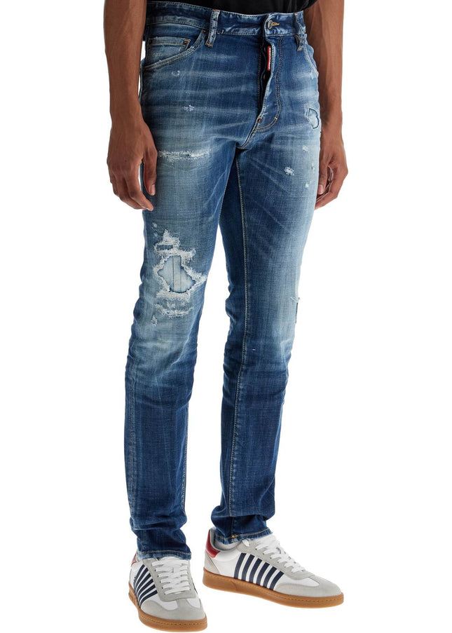 Dsquared2 navy blue jeans in cotton vintage effect