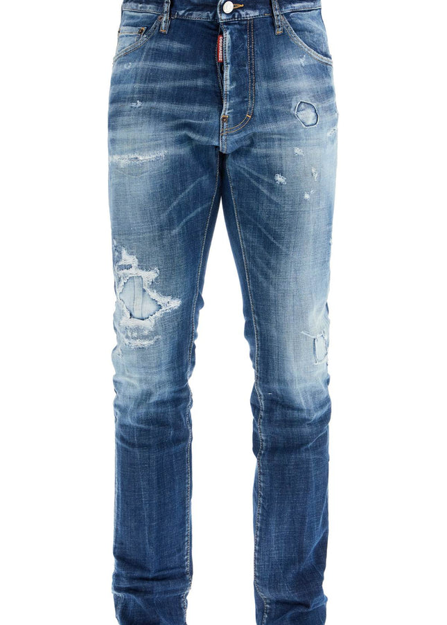 Dsquared2 navy blue jeans in cotton vintage effect