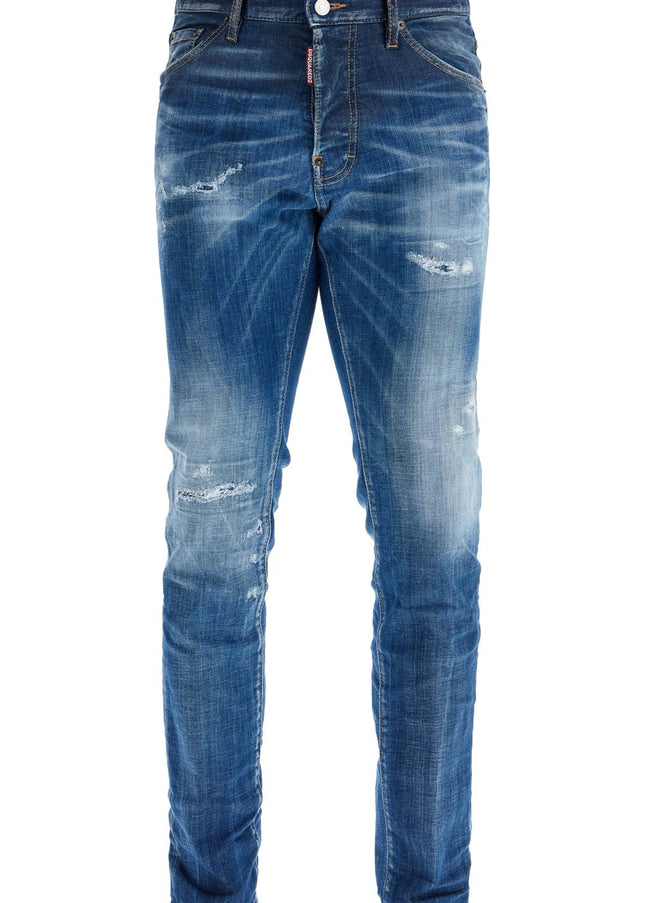 Dsquared2 navy blue cotton jeans with worn effect 5 pockets