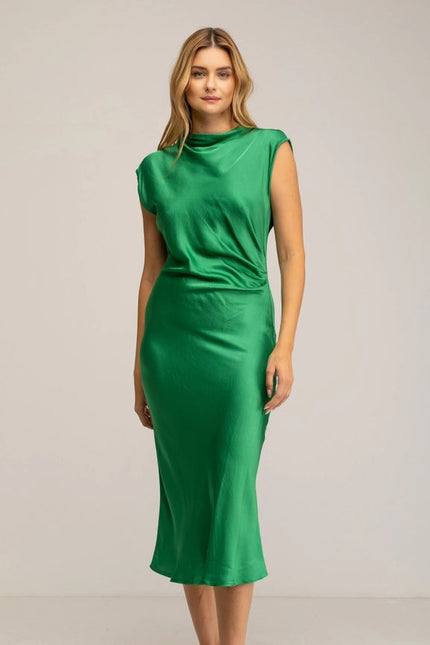 SATIN DRESS_GREEN