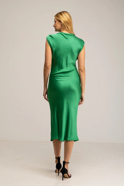 SATIN DRESS_GREEN