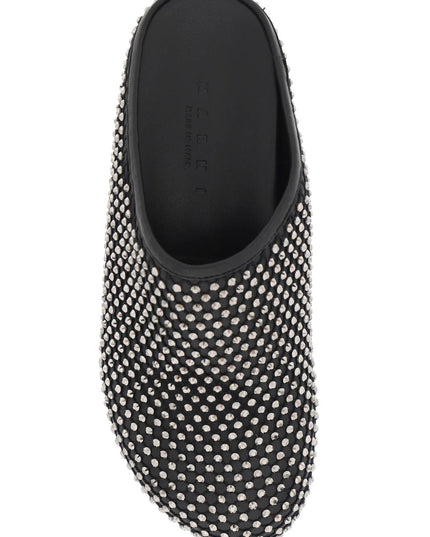 Marni leather fussbett clogs with rhinestones