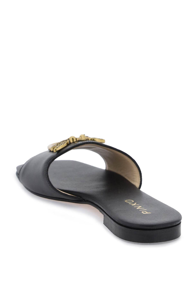 Pinko Love Birds Leather Slides Black-Pinko-Urbanheer