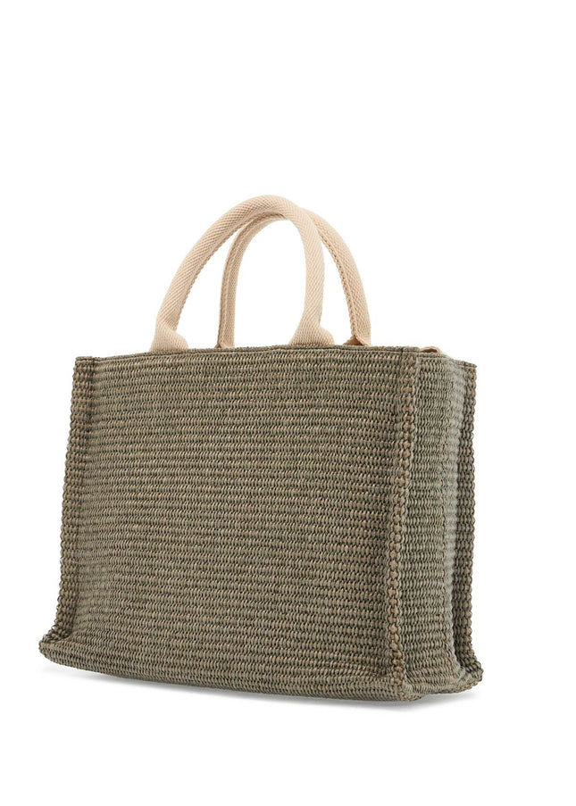 Marni raffia-effect canvas small tote bag