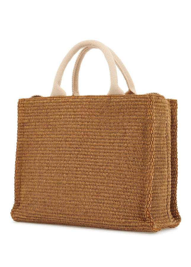 Marni raffia-effect canvas small tote bag