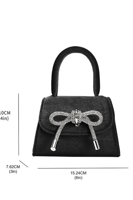 Sabrina Black Mini Velvet Top Handle Bag