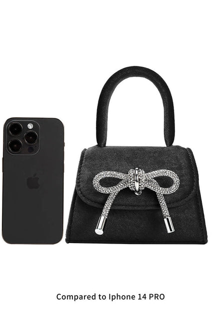 Sabrina Black Mini Velvet Top Handle Bag