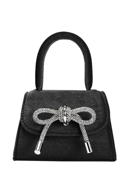 Sabrina Black Mini Velvet Top Handle Bag