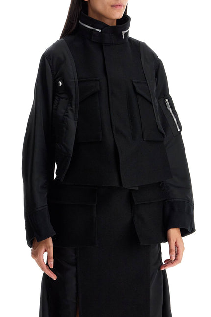 Sacai boxy wool and nylon jacket