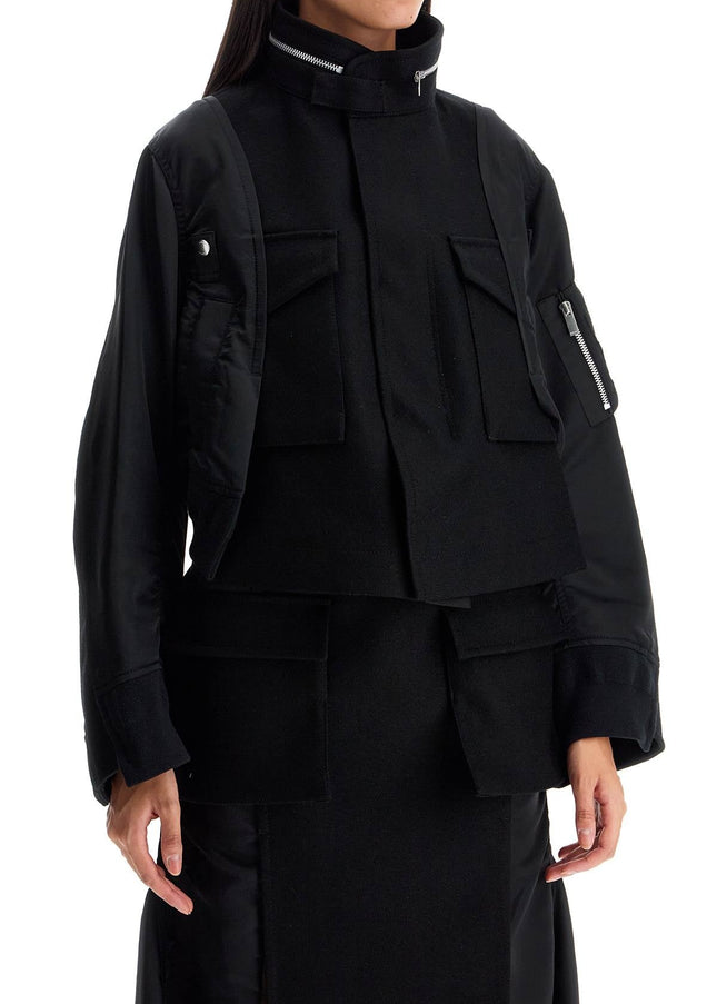 Sacai boxy wool and nylon jacket