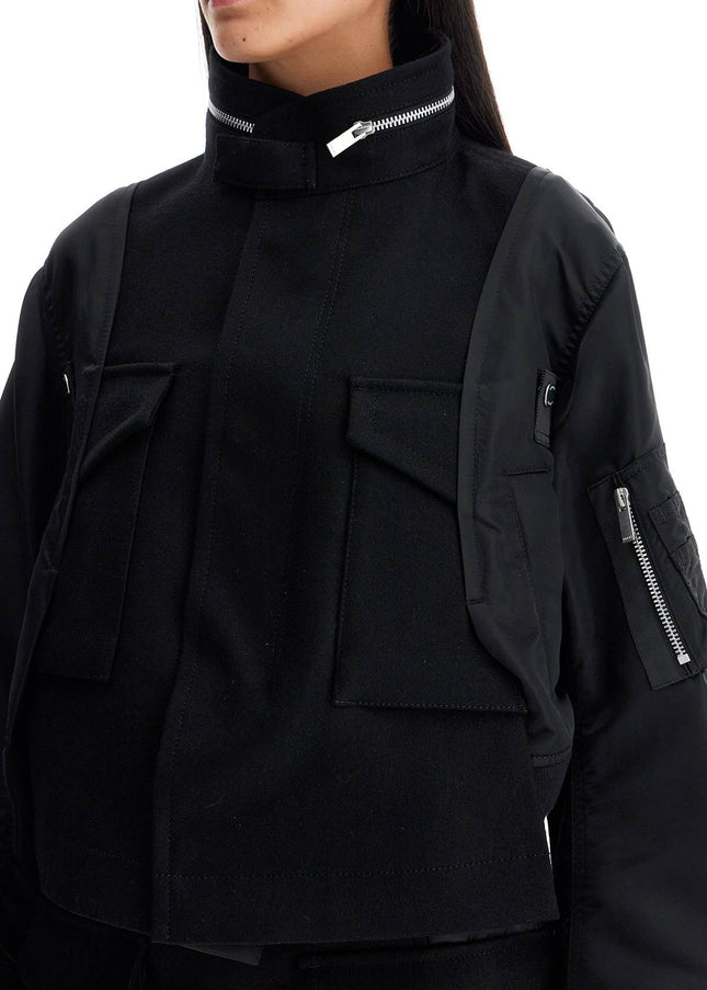 Sacai boxy wool and nylon jacket