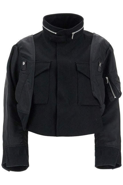 Sacai boxy wool and nylon jacket