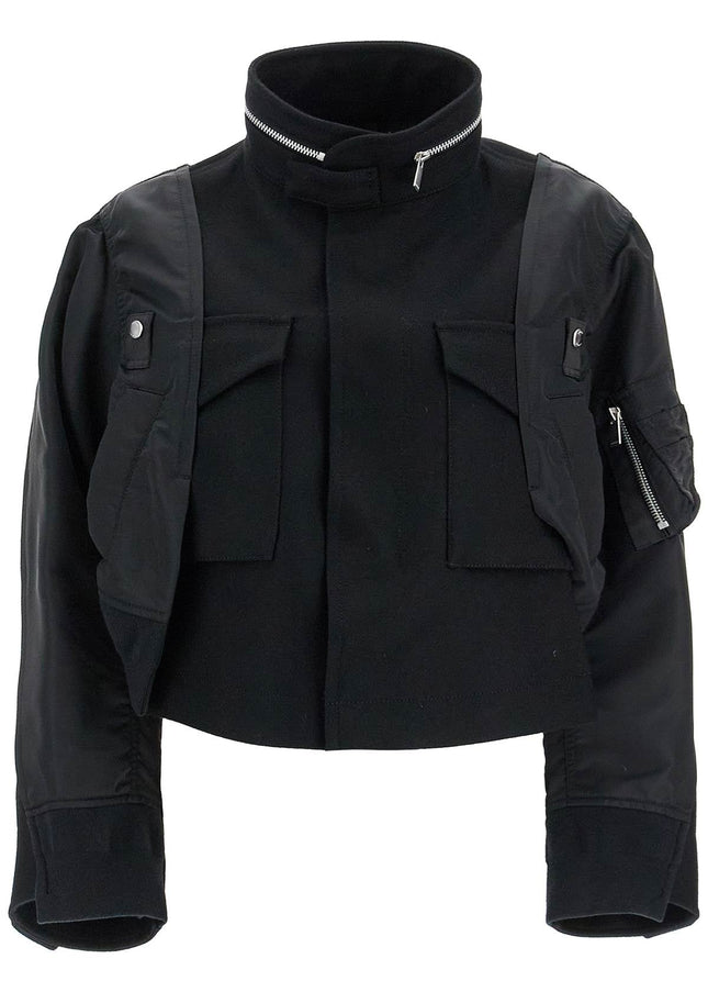 Sacai boxy wool and nylon jacket