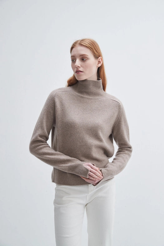 Saddle Sleeve Standneck Cashmere Sweater