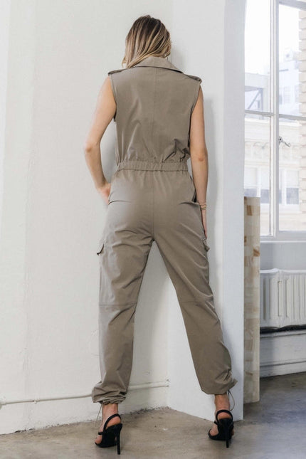 Safari Cargo Jumpsuit Khaki