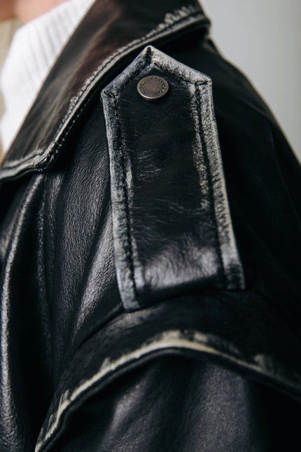 Sage Leather Biker Jacket | Black