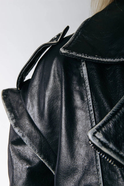 Sage Leather Biker Jacket | Black