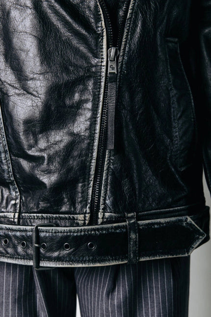 Sage Leather Biker Jacket | Black