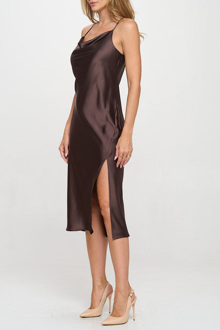 Satin Bias Slip Dress with Slit-2