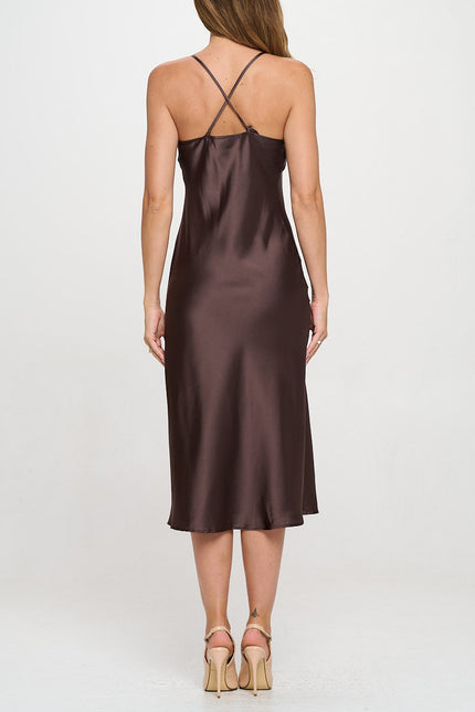 Satin Bias Slip Dress with Slit-3