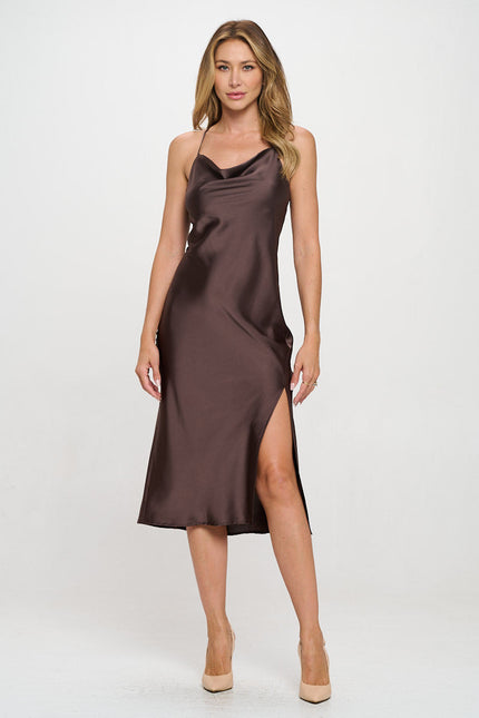 Satin Bias Slip Dress with Slit-4