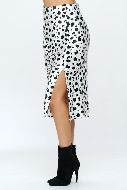 Satin Leopard Print Midi Skirt with Slit-1