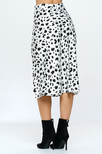 Satin Leopard Print Midi Skirt with Slit-2