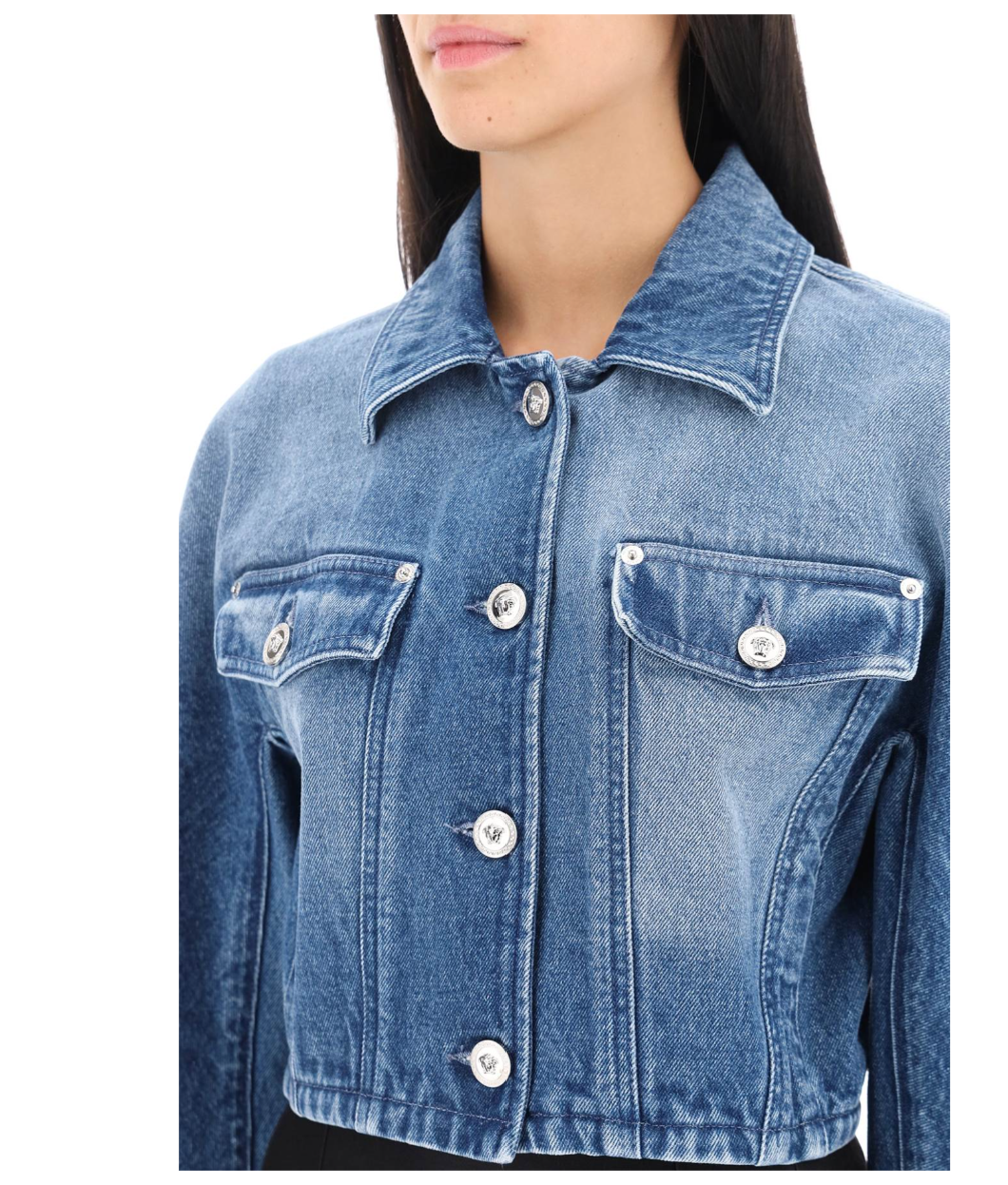 Versace Cropped Women Denim Jacket-Versace-Urbanheer