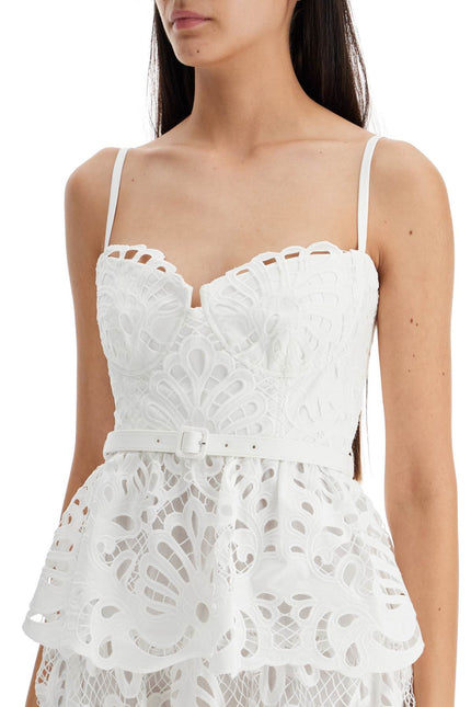 Self Portrait lace bustier dress with belt - White