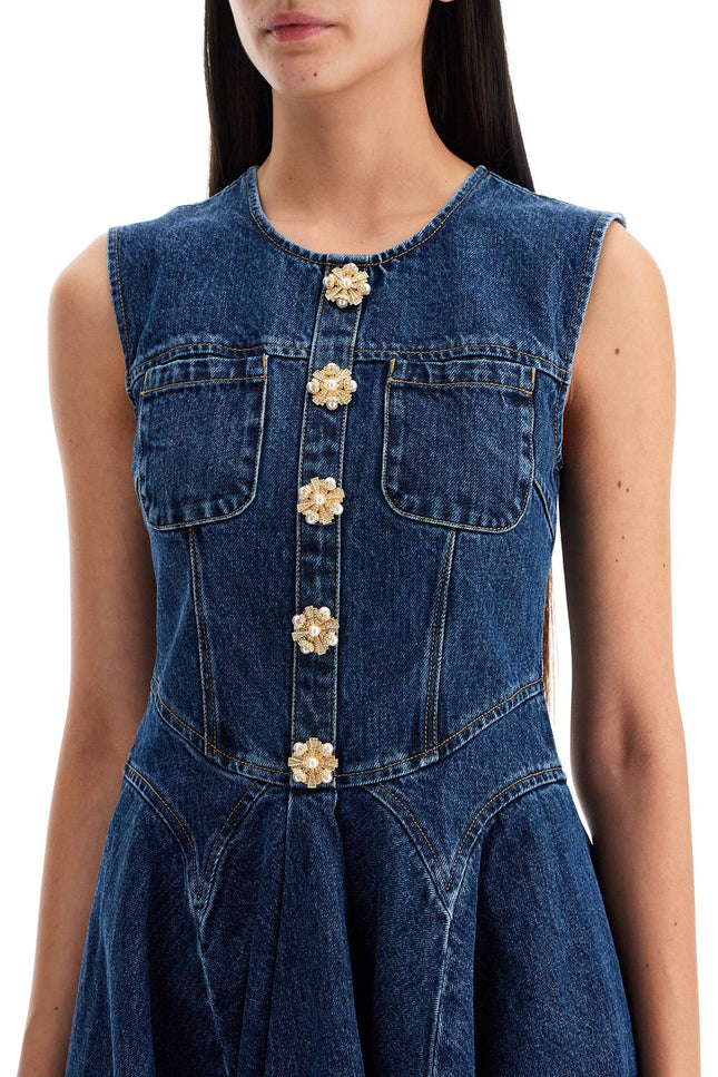 Self Portrait 'mini denim dress with jewel buttons'