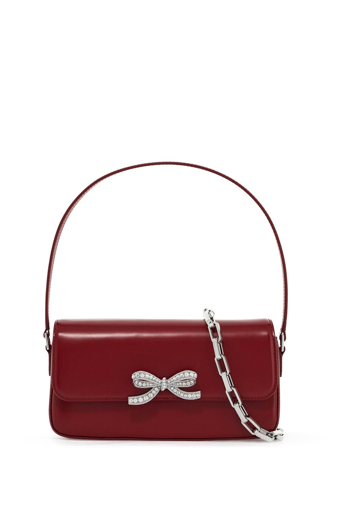 Self Portrait smooth leather baguette handbag - Red
