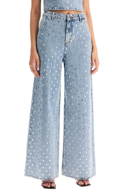 Self Portrait wide jeans with rhinest - Blue