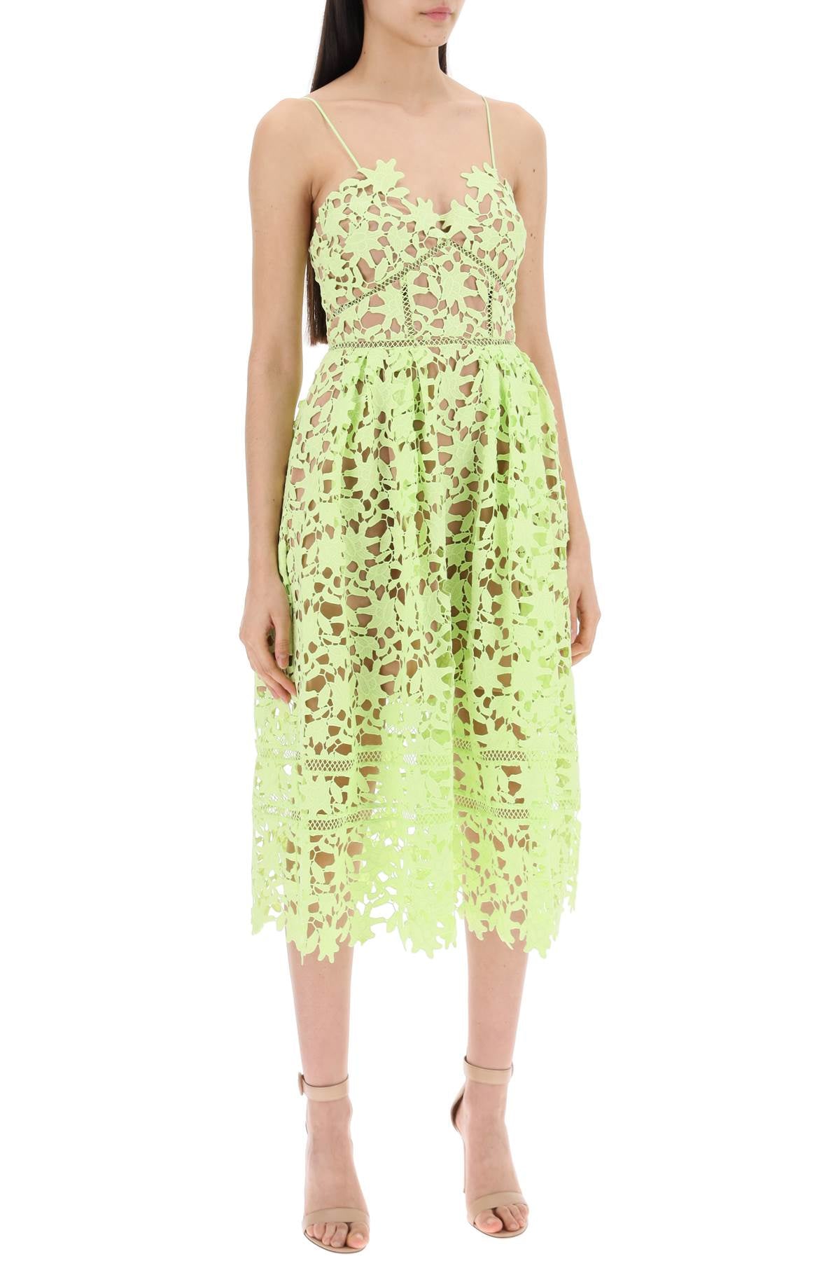 Self portrait azaelea floral lace midi dress Green-Dress-Self Portrait-Urbanheer