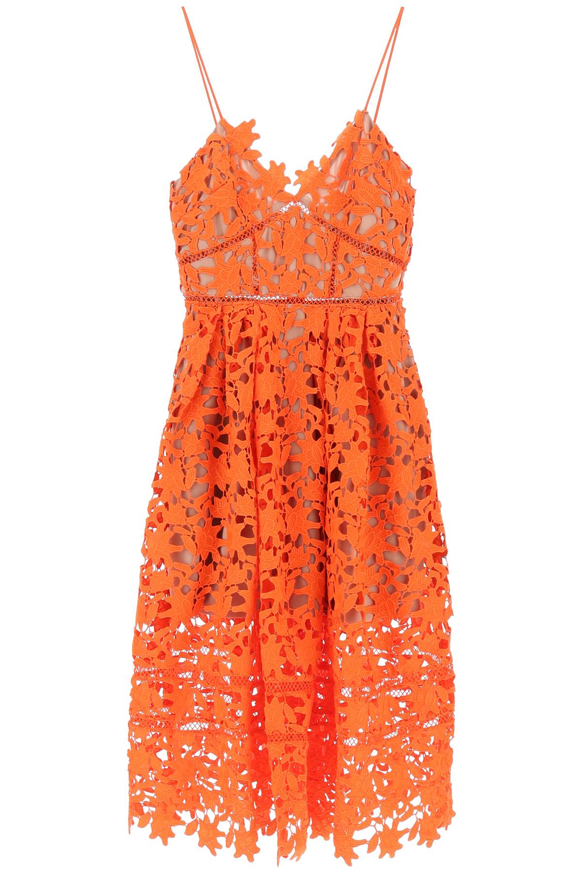 Self portrait azaelea floral lace midi dress Orange-Dress-Self Portrait-8-Urbanheer