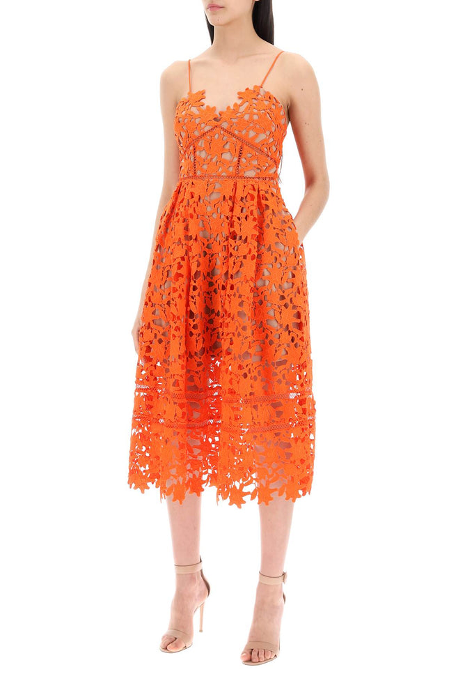 Self portrait azaelea floral lace midi dress Orange-Dress-Self Portrait-Urbanheer