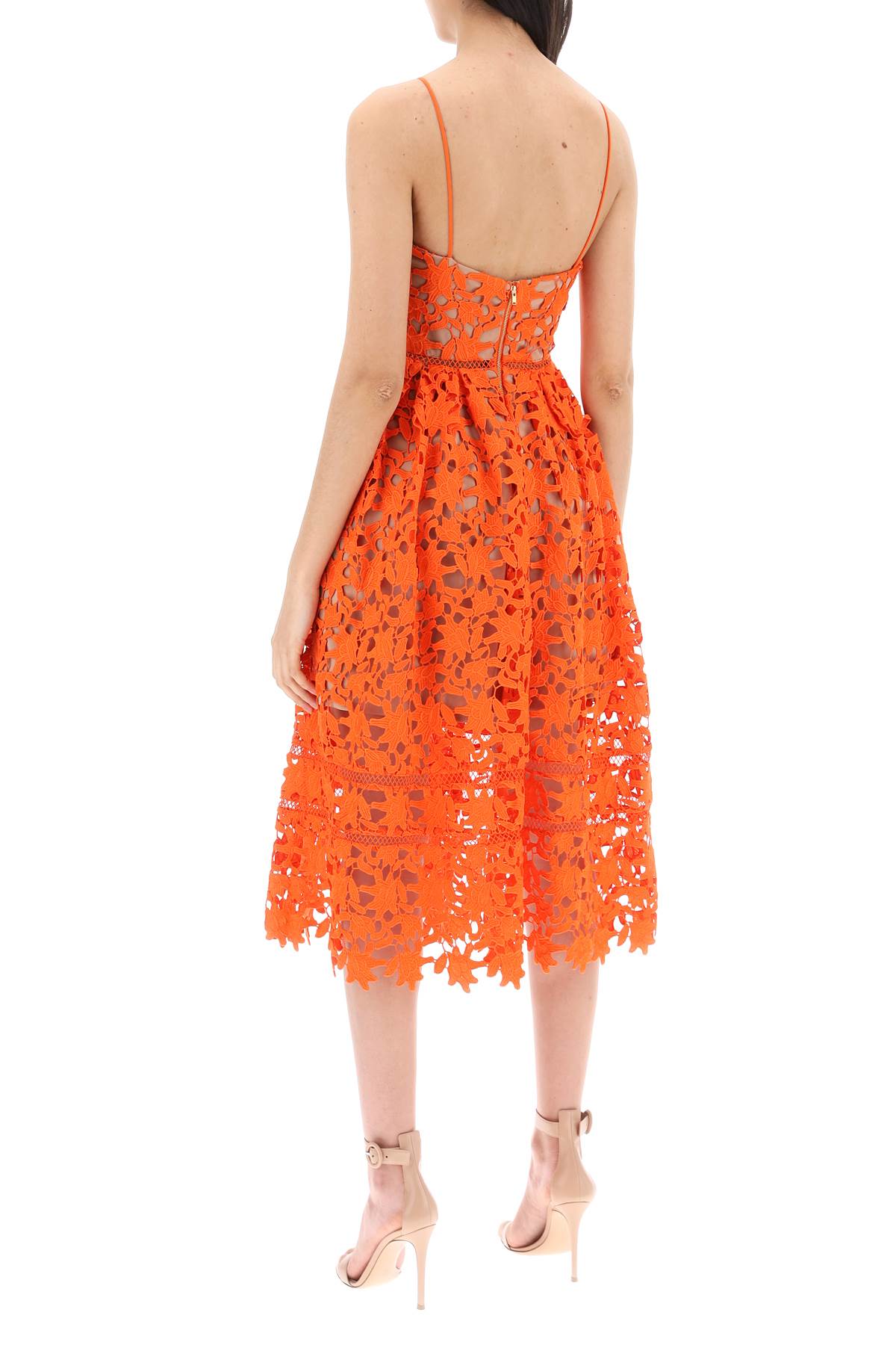 Self portrait azaelea floral lace midi dress Orange-Dress-Self Portrait-Urbanheer