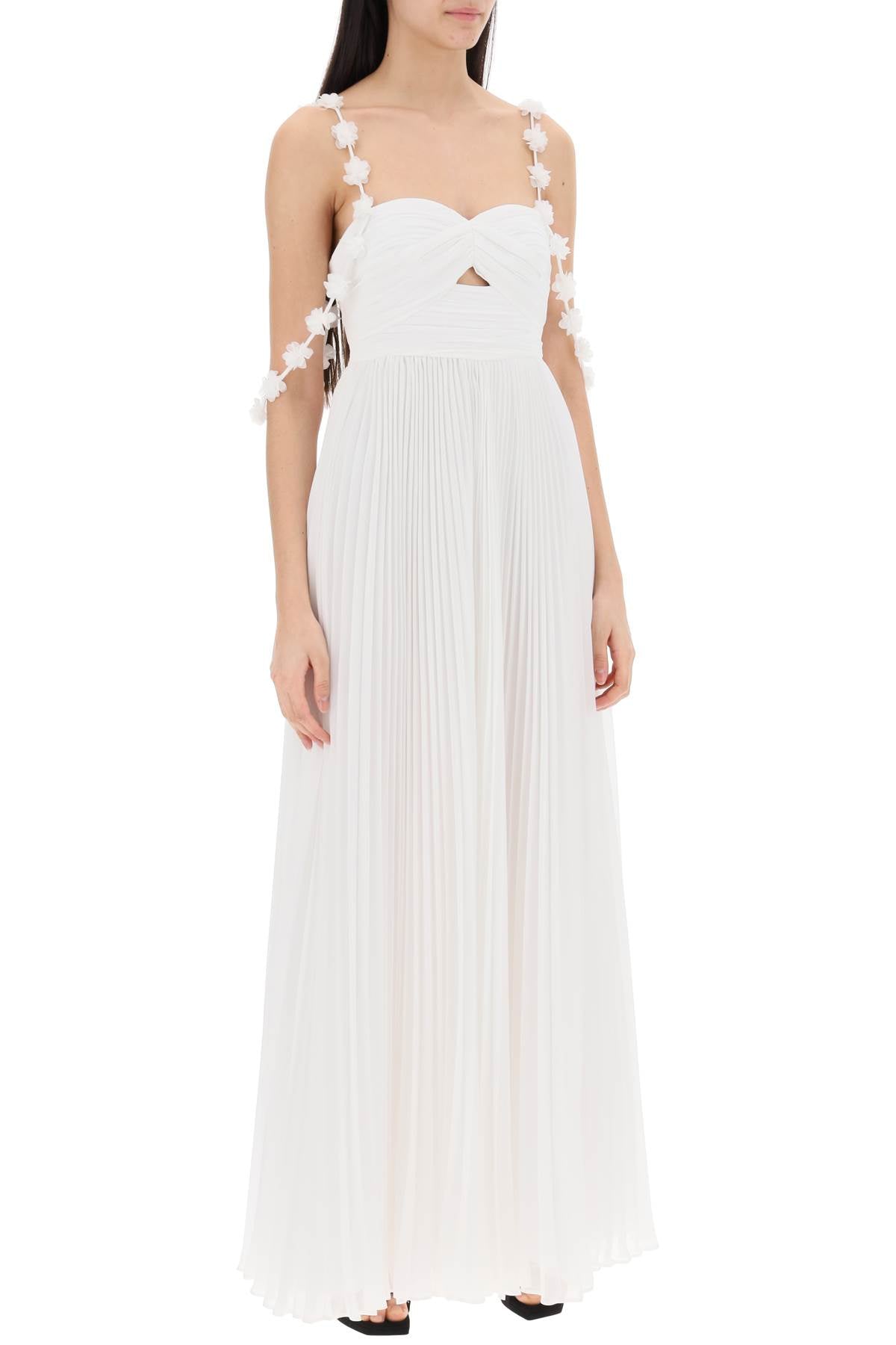 Self portrait maxi pleated chiffon dress-women > clothing > dresses > maxi-Self Portrait-10-White-Urbanheer