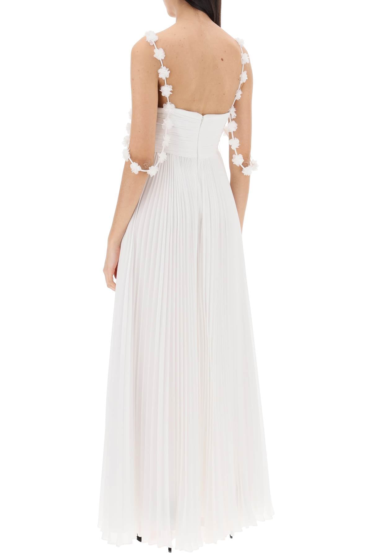 Self portrait maxi pleated chiffon dress-women > clothing > dresses > maxi-Self Portrait-10-White-Urbanheer