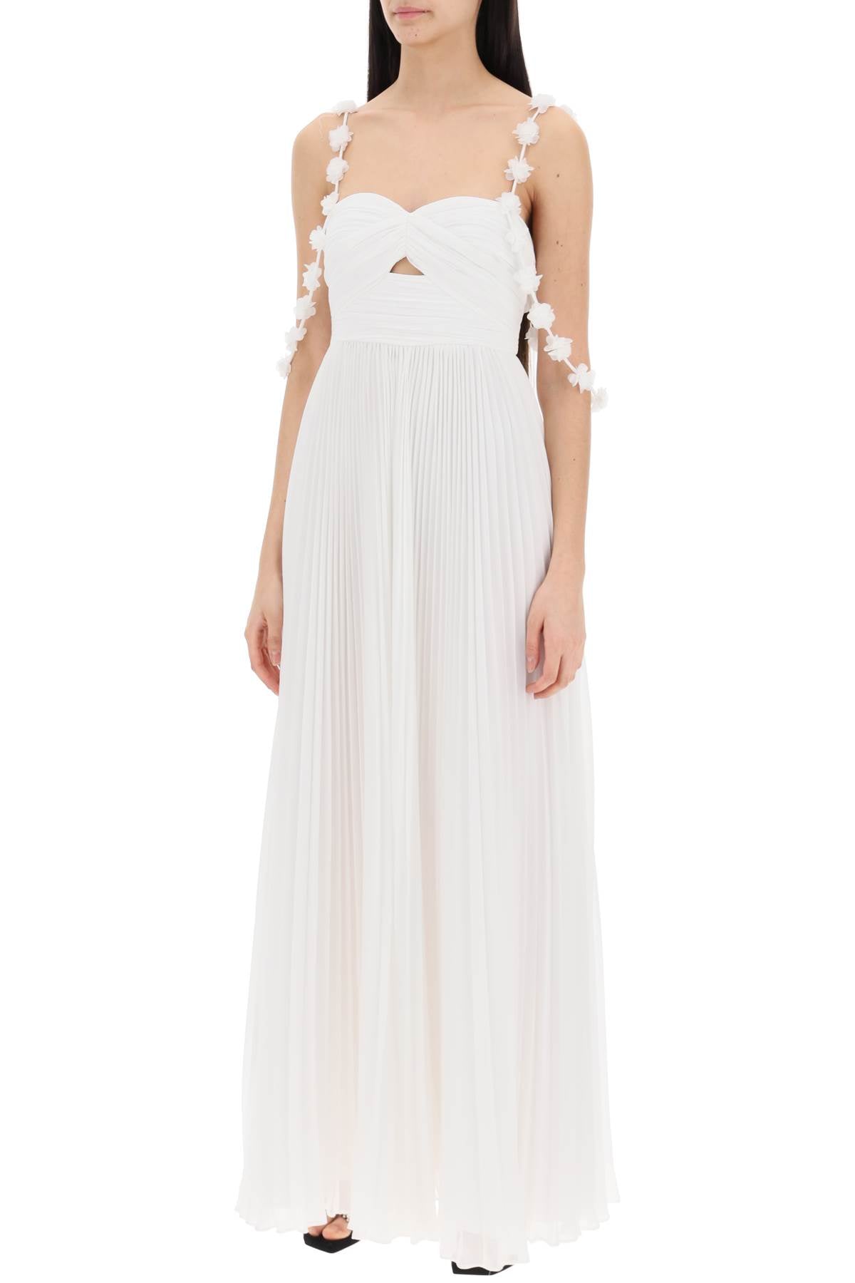 Self portrait maxi pleated chiffon dress-women > clothing > dresses > maxi-Self Portrait-10-White-Urbanheer